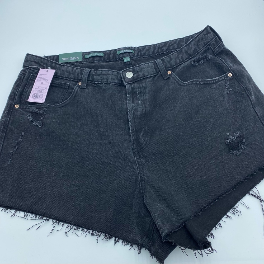 Wild Fable NWT Super High Rise Raw Hem Black Jean Cutoffs- 17